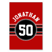 Red Black Team Jersey Fan Gear Name Number Tischnummer (Rückseite)