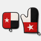 Red & Black Texas State Flag Ofenhandschuh & Topflappen-Set (Vorderseite)