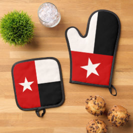 Red & Black Texas State Flag Ofenhandschuh & Topflappen-Set