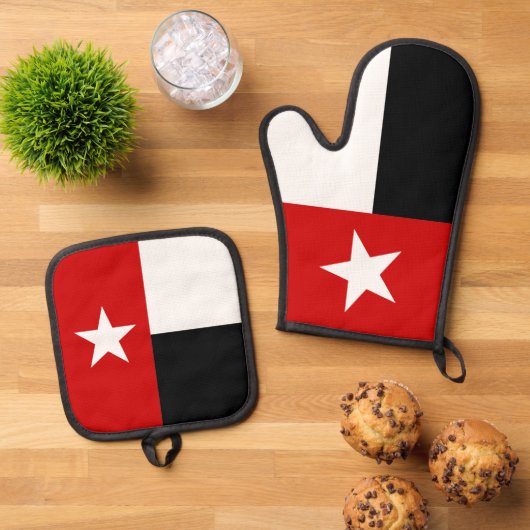 Red & Black Texas State Flag Ofenhandschuh & Topflappen-Set (Oben Unten)