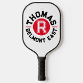 Red Black text Sport Custom Monogram Name and team Pickleball Schläger (Vorderseite)