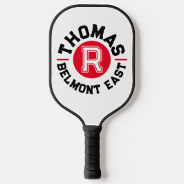 Red Black text Sport Custom Monogram Name and team Pickleball Schläger