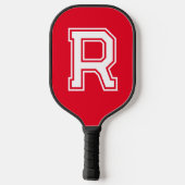 Red Black text Sport Custom Monogram Name and team Pickleball Schläger (Rückseite)