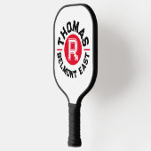 Red Black text Sport Custom Monogram Name and team Pickleball Schläger (Links)