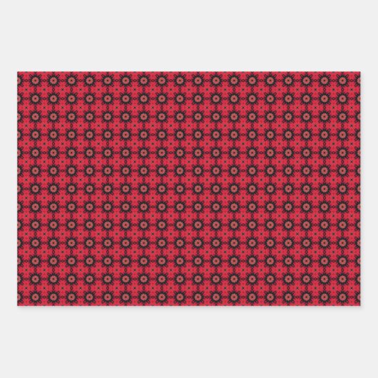Red & Black Tile Pattern Geschenkpapier Set (Vorderseite 3)