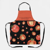 Red & Black Tomato Pattern | Ihr Name + Küche Schürze (Vorderseite)