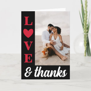 Red Black Typografy Liebe & Dankeschön Wedding Fot Dankeskarte