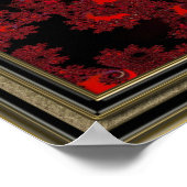 Red Black und Metallic Gold Celtic Knot on Fraktal Poster (Ecke)