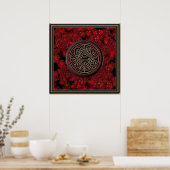 Red Black und Metallic Gold Celtic Knot on Fraktal Poster (Küche)