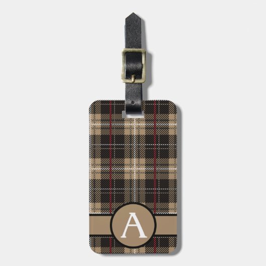 Red Black und Tan Kariert Tartan personalize Gepäckanhänger (Vorderseite vertikal)