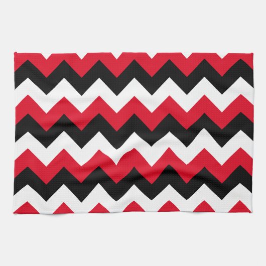 Red Black und White Zigzag Geschirrtuch (Horizontal)