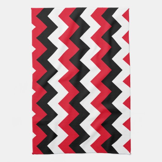 Red Black und White Zigzag Geschirrtuch (Vertikal)