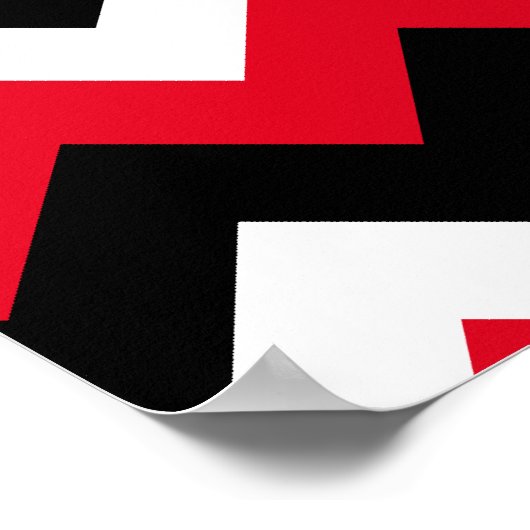 Red Black und White Zigzag Poster (Ecke)