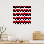 Red Black und White Zigzag Poster (Küche)