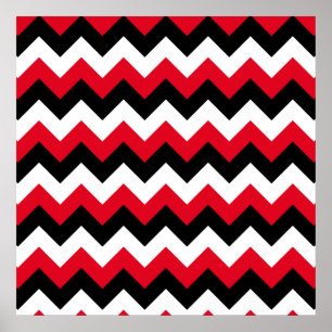 Red Black und White Zigzag Poster