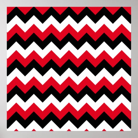 Red Black und White Zigzag Poster (Vorne)