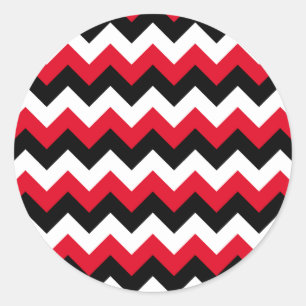Red Black und White Zigzag Runder Aufkleber