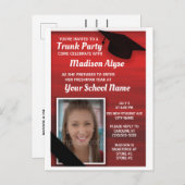 Red Black Uni Trunk Party Foto Einladungspostkarte (Vorne/Hinten)