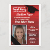 Red Black Uni Trunk Party Foto Einladungspostkarte (Vorderseite)
