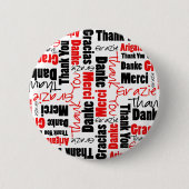 Red Black Vielen Dank Word Cloud Button (Vorderseite)