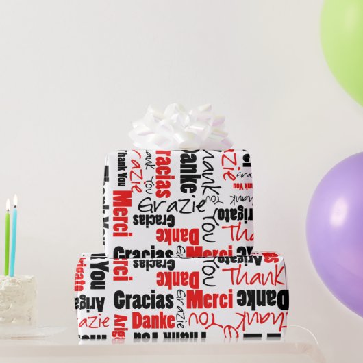 Red Black Vielen Dank Word Cloud Geschenkpapier (Partygeschenke)