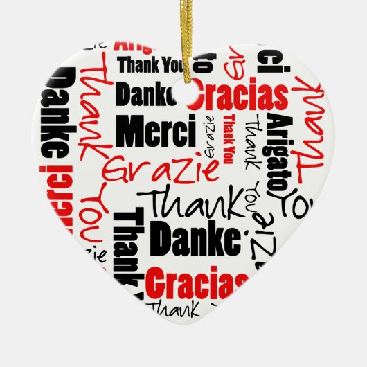 Red Black Vielen Dank Word Cloud Keramik Ornament (Vorne)