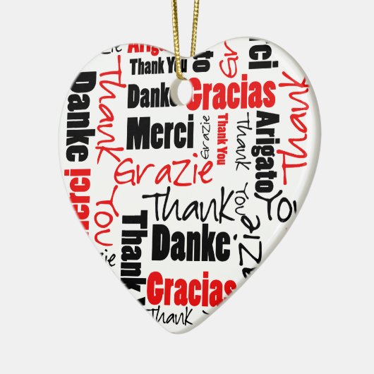 Red Black Vielen Dank Word Cloud Keramik Ornament (Links)