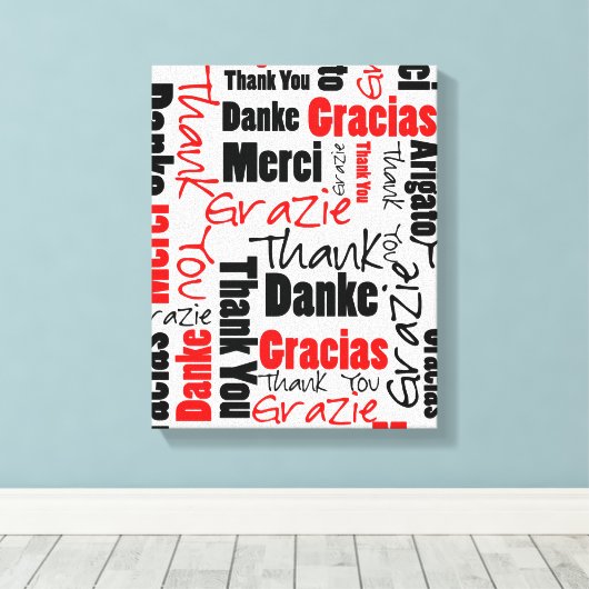 Red Black Vielen Dank Word Cloud Leinwanddruck (Insitu (Holzboden))