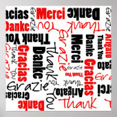 Red Black Vielen Dank Word Cloud Poster (Vorne)