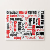 Red Black Vielen Dank Word Cloud Puzzle (Horizontal)