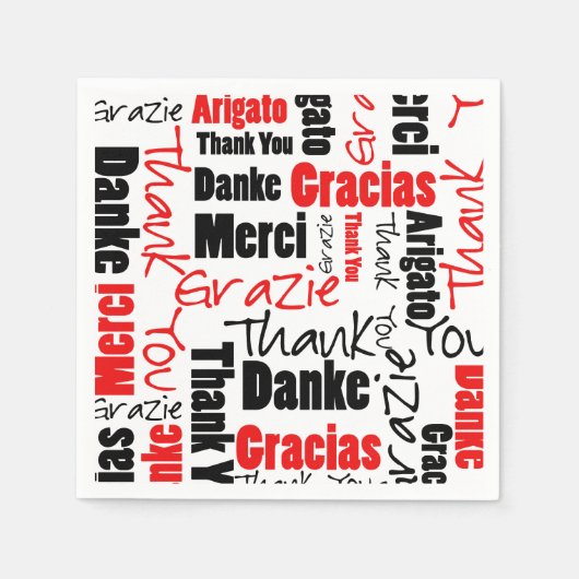 Red Black Vielen Dank Word Cloud Serviette (Vorderseite)