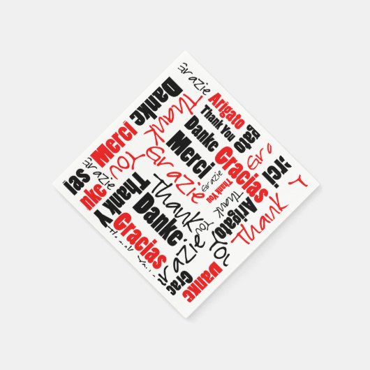 Red Black Vielen Dank Word Cloud Serviette (Ecke)