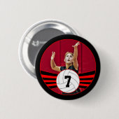 Red & Black Volleyball Foto & Jersey Nummer Button (Vorne & Hinten)