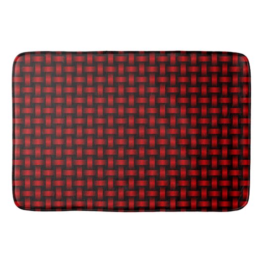 Red Black Weave Pattern Badematte (Vorderseite)