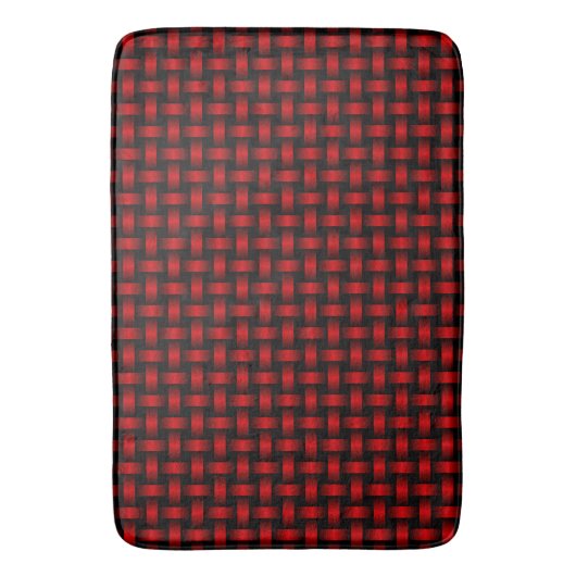 Red Black Weave Pattern Badematte (Vorderseite Vertikal)