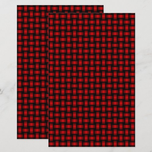 Red Black Weave Pattern Briefpapier (Vorne/Hinten)