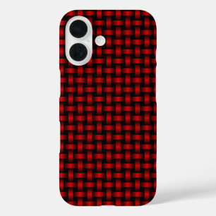 Red Black Weave Pattern iPhone 16 Hülle