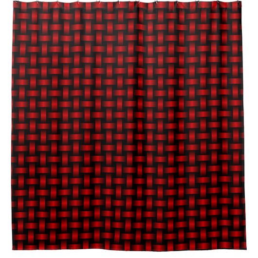 Red Black Weave Pattern Duschvorhang (Vorderseite)