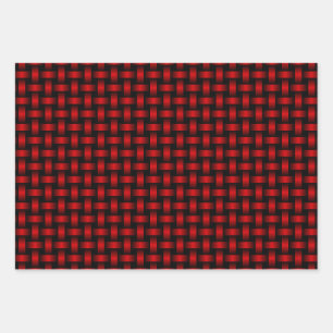 Red Black Weave Pattern Geschenkpapier Set