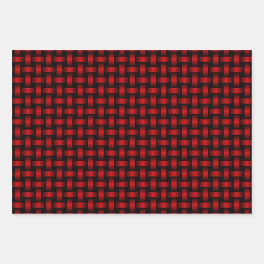 Red Black Weave Pattern Geschenkpapier Set (Vorderseite)