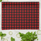 Red Black Weave Pattern Geschirrtuch (Gefaltet)