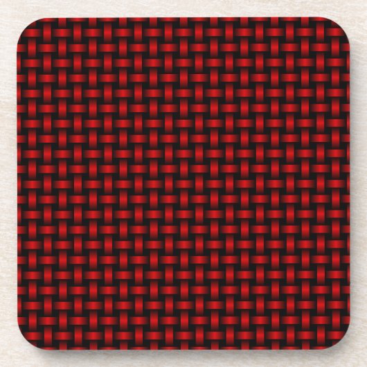 Red Black Weave Pattern Getränkeuntersetzer (Vorderseite)