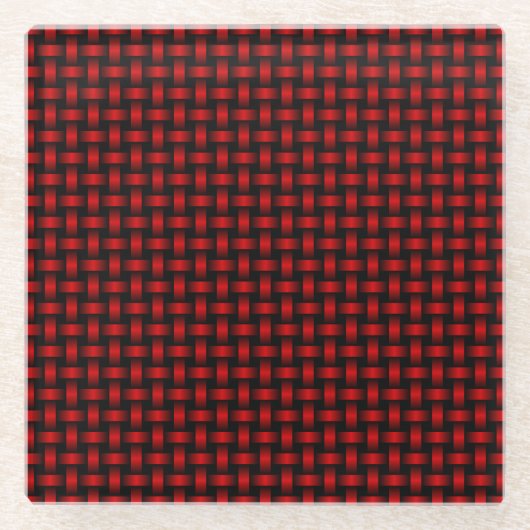 Red Black Weave Pattern Glasuntersetzer (Vorderseite)
