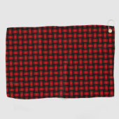 Red Black Weave Pattern Golfhandtuch (Horizontal)