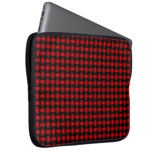 Red Black Weave Pattern Laptopschutzhülle (Vorne Rechts)