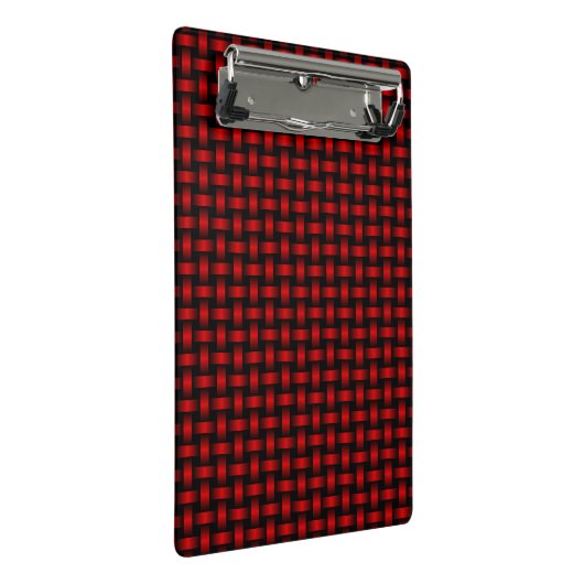 Red Black Weave Pattern Mini Klemmbrett (Schrägansicht)