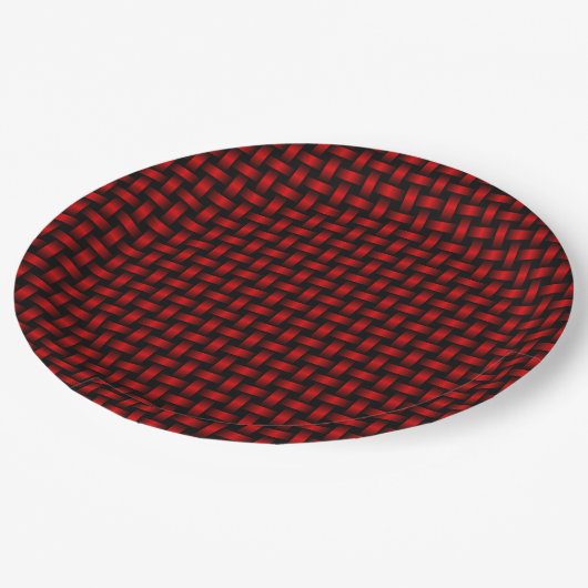 Red Black Weave Pattern Pappteller (Schrägansicht)
