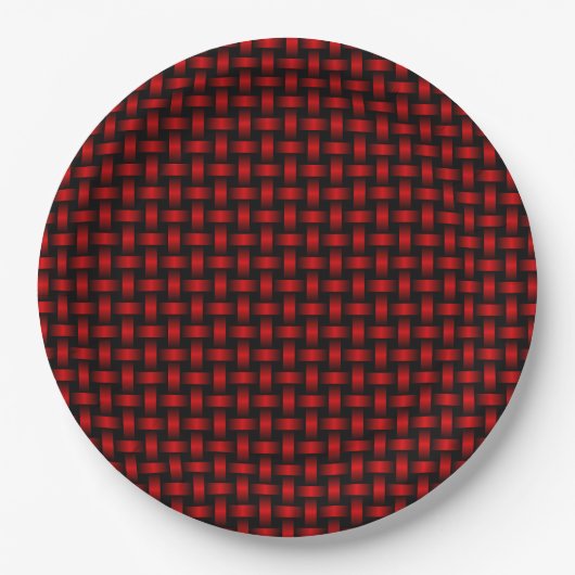 Red Black Weave Pattern Pappteller (Vorderseite)