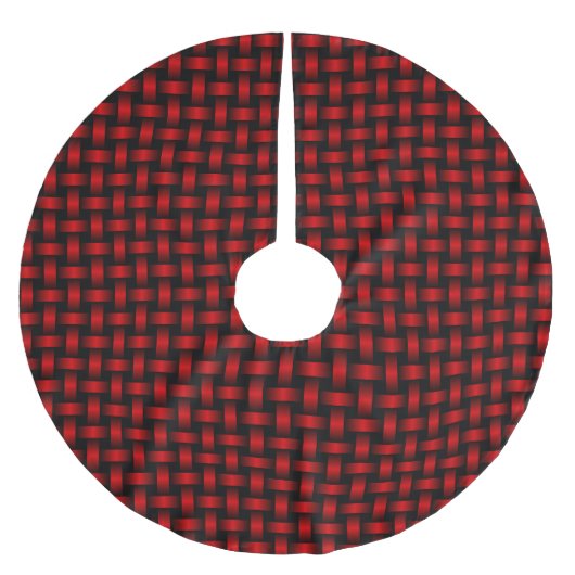 Red Black Weave Pattern Polyester Weihnachtsbaumdecke (Vorderseite)