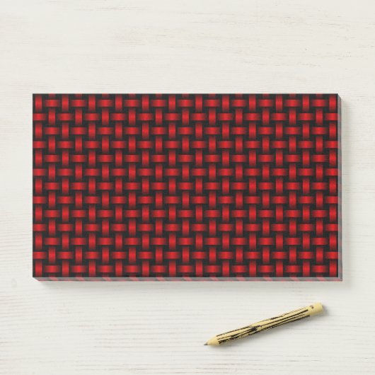 Red Black Weave Pattern Post-it Klebezettel (Auf Schreibtisch)